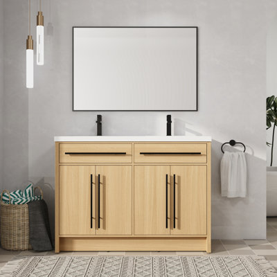 48'' Freestanding Double Bathroom Vanity With Resin Vanity Top