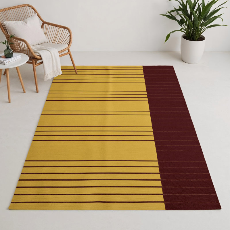 Tapis intérieur / extérieur brun HorizontalStripes, Rectangulaire 3 pi x 5 pi