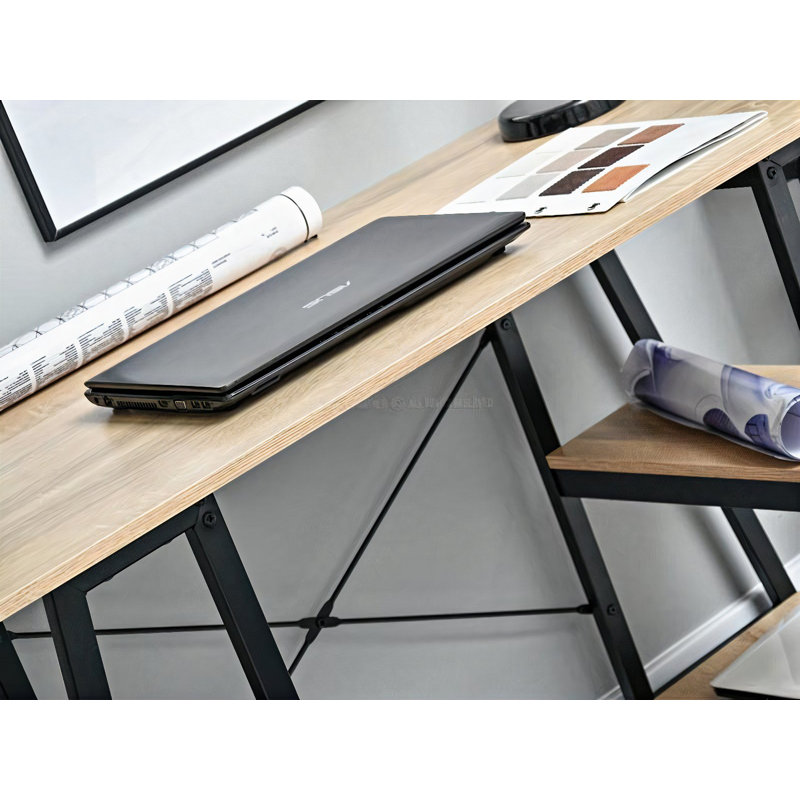 Reda Metal Base Writing Desk, Black, Oak