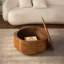 Table basse carrée avec rangement caché, rotin naturel chaleureux, couvercle en forme de fleur, compact 31,5 pouces pour les salons
