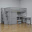 Lit mezzanine, bureau d'étude peu encombrant, deux bureaux, rangement pour bibliothèque et garde-robe, chambre contemporaine pour enfants et adolescents-1034710353-1034710354