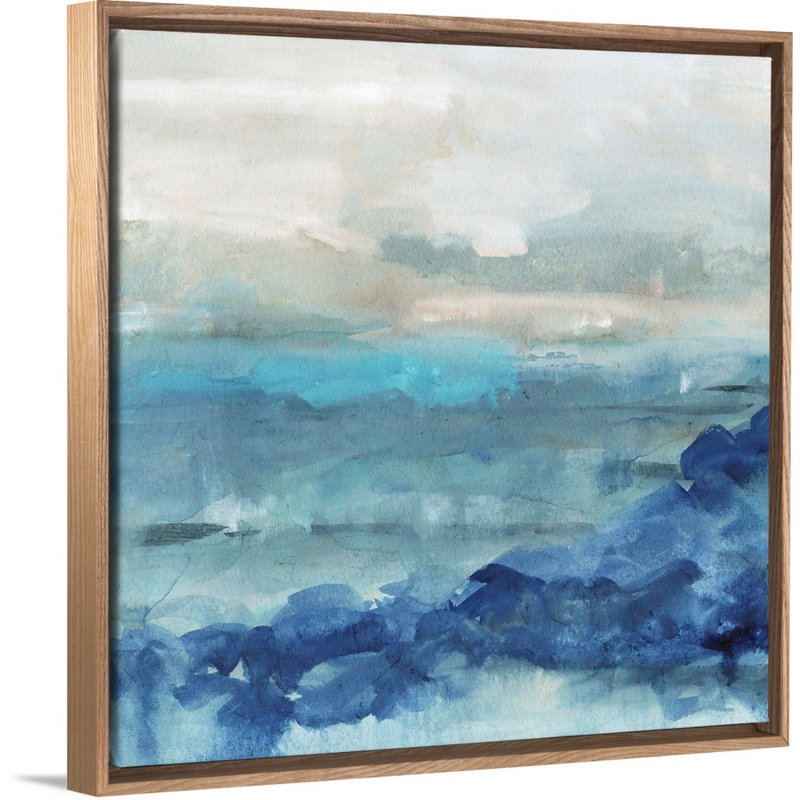 «Sea Swell I», peinture sur toile, Toile avec cadre photo, H 21,25 po x l 21,25 po, Naturel flottant
