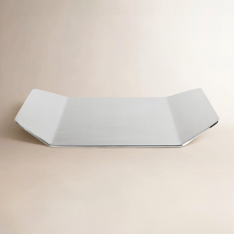 Twofold Stainless Steel Decorative Tray, Stainless, 1" H x 14" W x 9" D