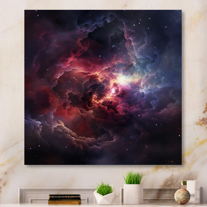 «Pink Galaxy Nebula Odyssey III - Galaxies», art mural, Toile tendue, H 36 po x l 36 po x P 1,5 po