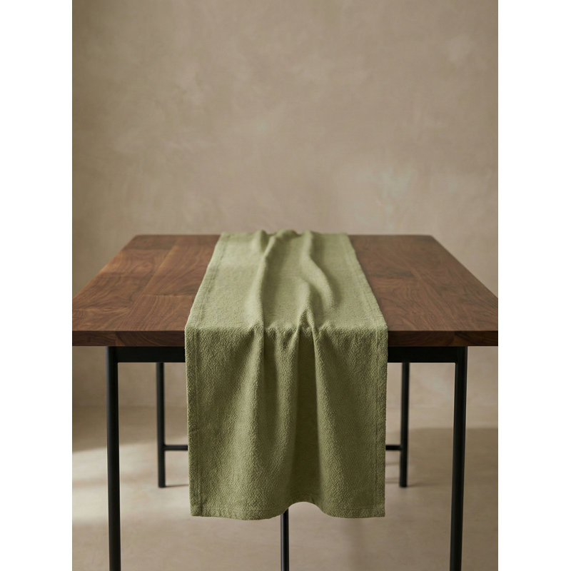 Polished Pink Drift Weave Indoor Outdoor Table Runner 14x72, Pure Green