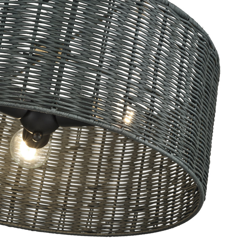 Lustre suspendu 3 lumières Weavington, Noir mat