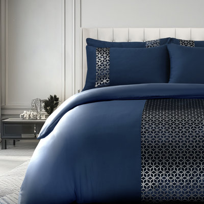 Polyester Geometric Duvet Cover Set with Pillowcases
