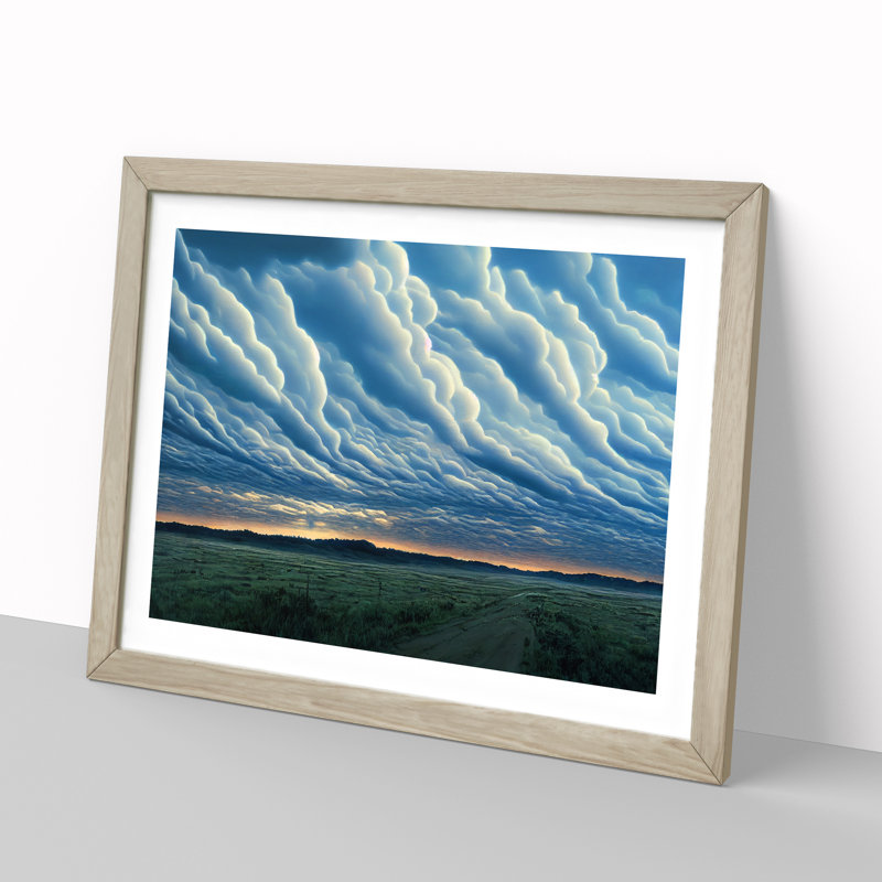 Euphoric Cloudy Sky - Framed Print, 46cm H x 64cm W x 2cm D, Oak