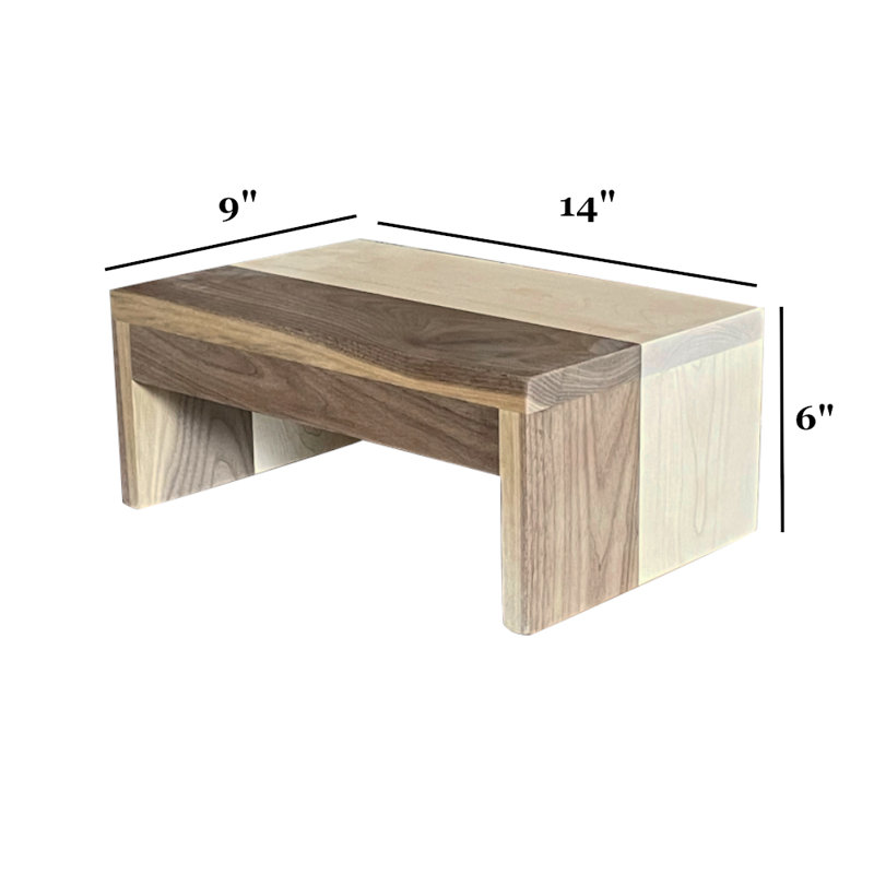 Escabeau moderne en bois et cerisier noyer, Noyer / cerise