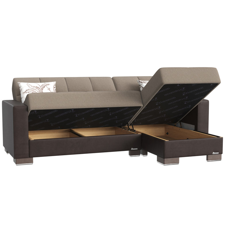 Chaise longue convertible avec rangement Primenest Nimbusflow, Brun