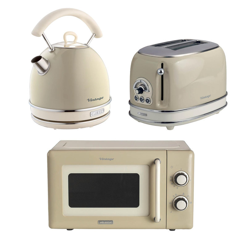Ariete Vintage Dome Kettle, 2 Slice Toaster & Microwave, Cream