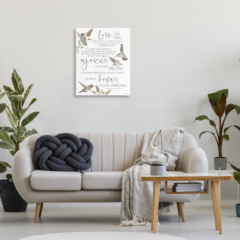 «Love Is patient Inspirational», conception par Annie Lapoint, H 30 po x l 24 po