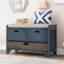 Banc de rangement avec panier amovible et 2 tiroirs, banc à chaussures entièrement assemblé avec coussin amovible-1842077510
