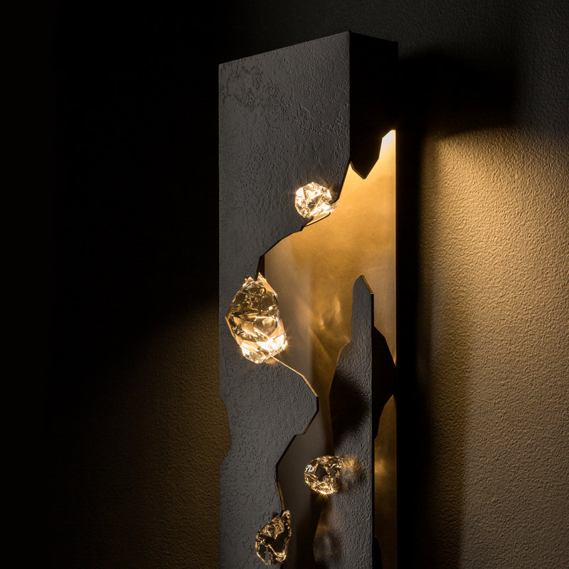 Trove 1 - Light LED Dimmable Flush Mounted Sconce, Dark Smoke with Clear Crystal 