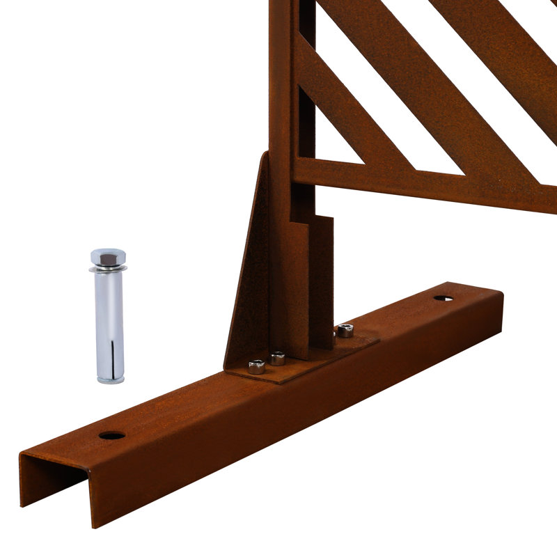 Paravent en métal 48 po H 76 po - Rouge rouille pour pelouse, balcon stable