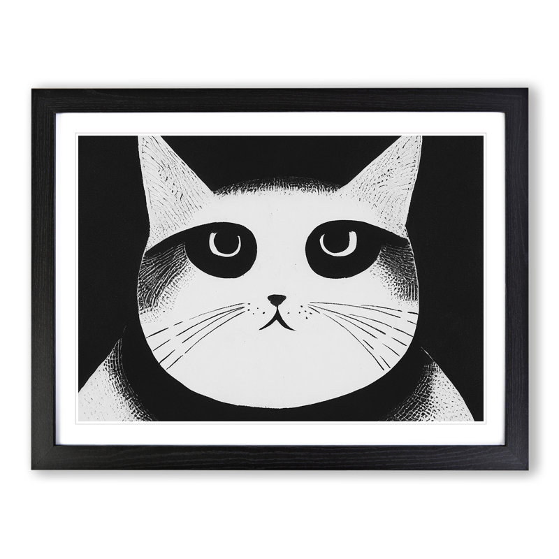 Cat Illustration Vol.4 Abstract - Framed Print, Black, 34cm H x 46cm W x 2cm D