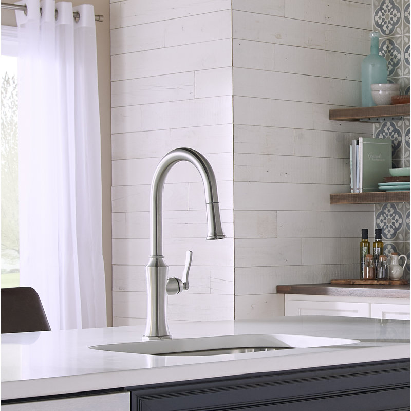 Draper Pull-Down Single Handle Kitchen Faucet, Stainless Steel