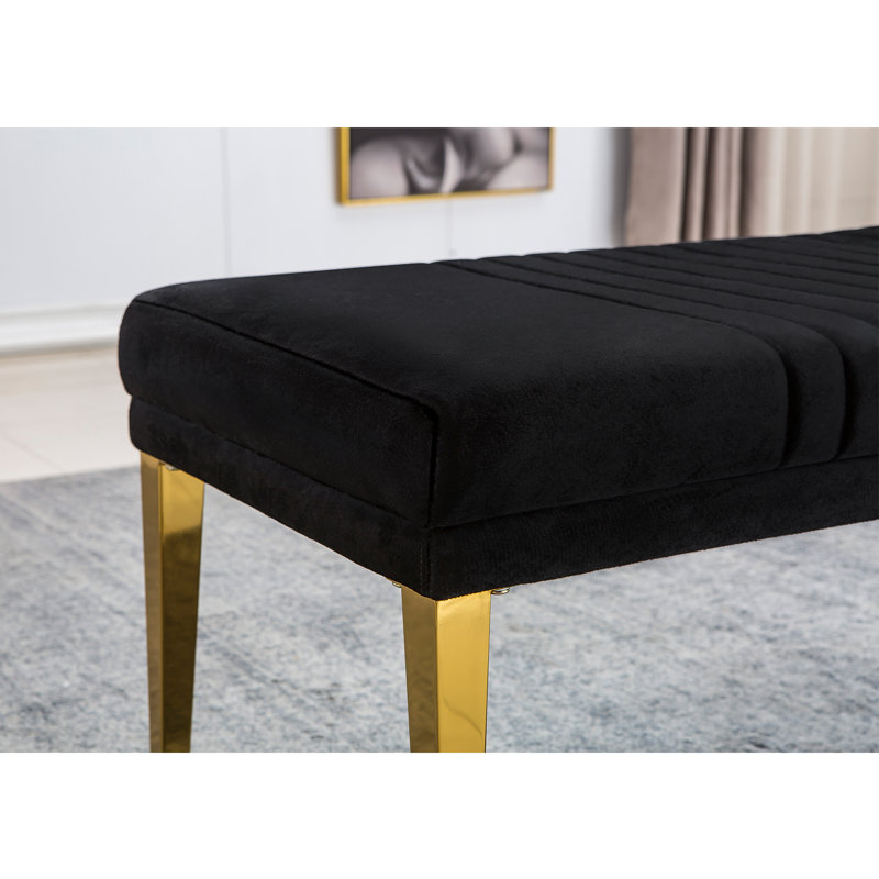 Banc de rangement Choupette, Noir et or