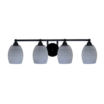 Nauman 4 Light Bath Bar Shown In Matte Black Finish With 5" Gray Matrix Glass