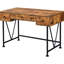 Bureau rustique antique couleur muscade et noir, 3 tiroirs de rangement pour bureau à domicile, bureau brun 3 pièces avec accents, espaces élégants