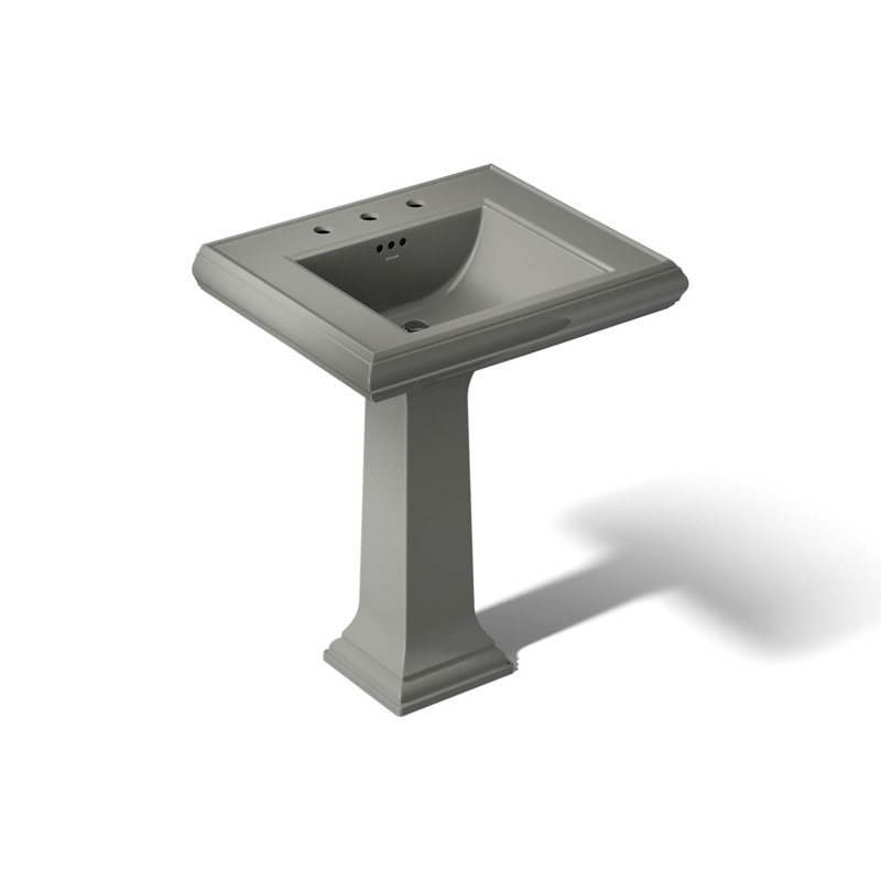 Memoirs Classic 27-1/4" rectangular pedestal bathroom sink, Thunder Grey, 8" Centers