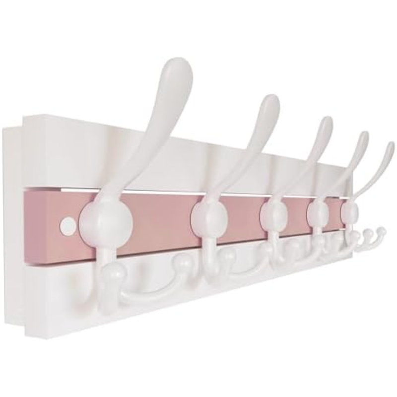 Portemanteaux mural Coastal, Blanc, rose