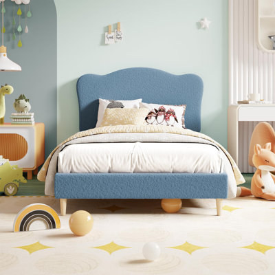 Cadre de lit rembourré pour enfants avec tête de lit festonnée