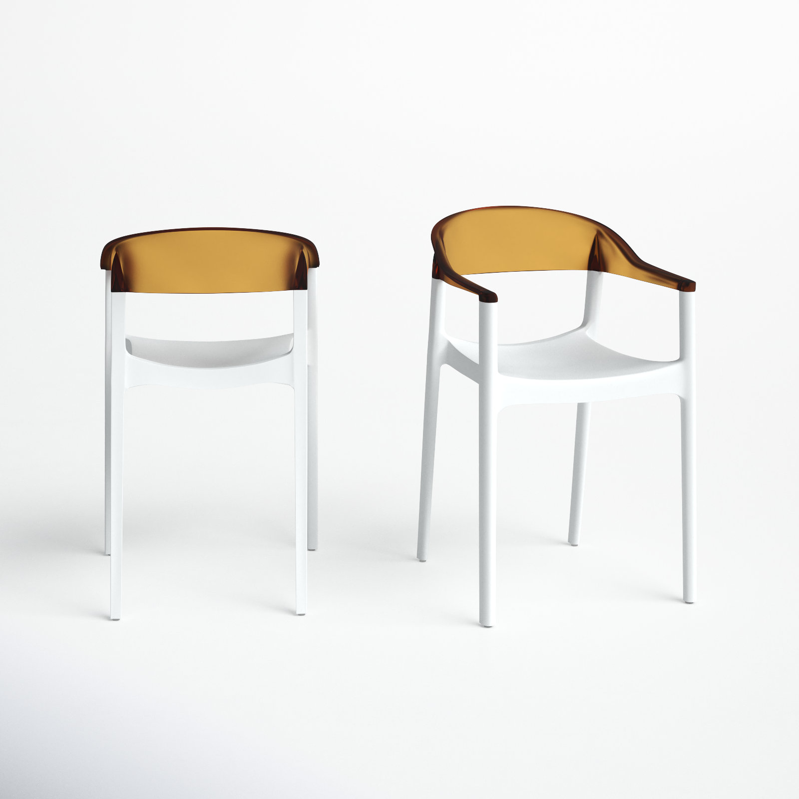 Stella Stackable Patio Armchair, White/Transparent Amber