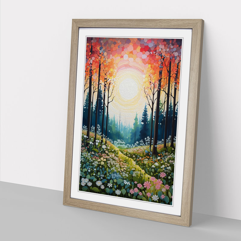 Spring Forest - Single Picture Frame Print on Wood, Oak Framed, 34cm H x 25cm W x 2cm D