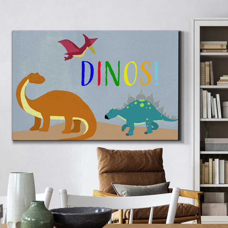 Dinos! - Reproduction d'art textuel sur toile tendue, H 60 po x l 40 po x P 1 po