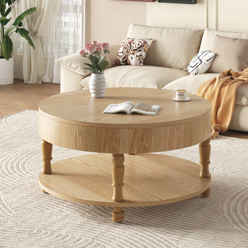 Table basse avec rangement et compartiment caché, Naturel