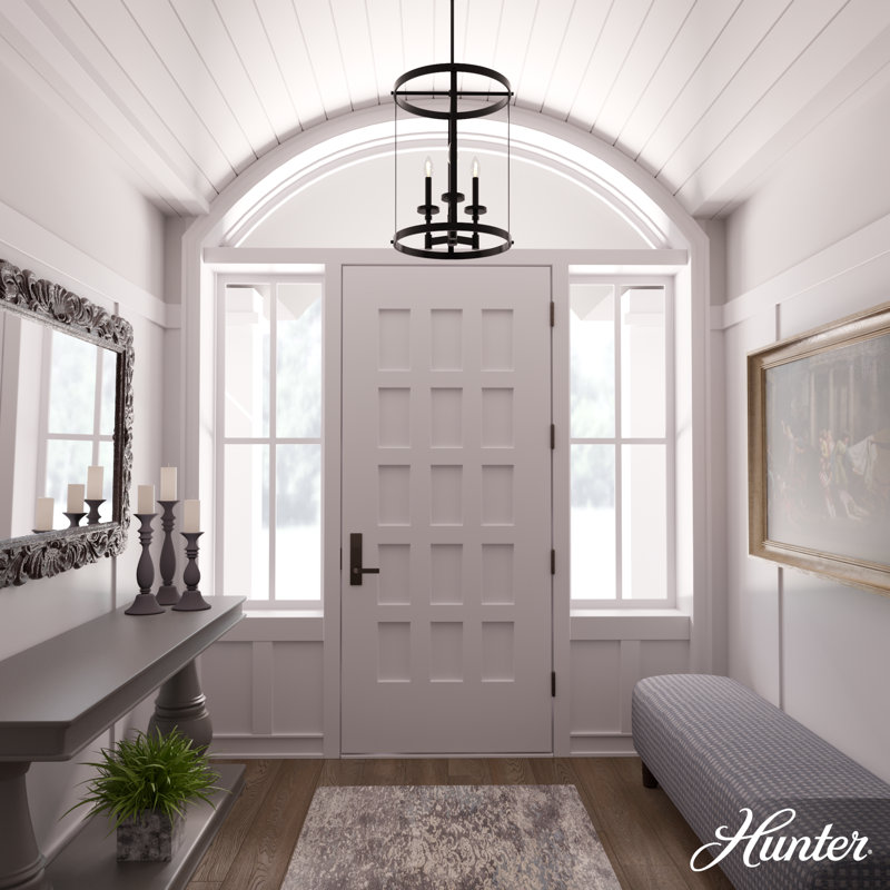 Hunter Briargrove 3 Light Chandelier Ceiling Light Fixture, Matte Black