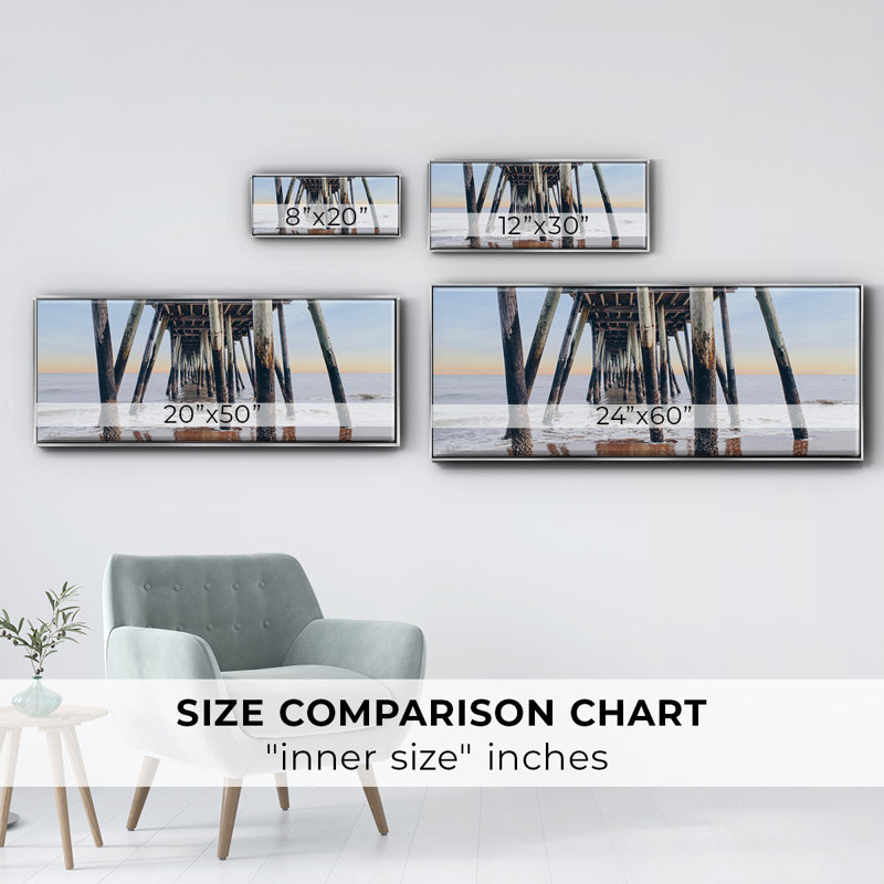 Under the Pier - Impression sur toile avec cadre flottant, Argent, H 8 po x l 20 po x P 1,5 po