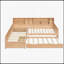 Lit de jour simple en L en forme de lit simple avec lit gigogne sous le lit et tiroir de rangement, cadre de lit d'angle polyvalent avec bibliothèques pour 3-2089755270