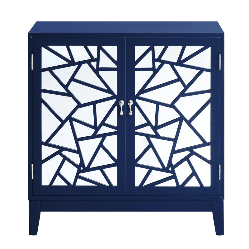 Blue Console Cabinet In Look Fashion Style - 2 Door Storage, Composite Wood, 18Mm Thick Tabletop, Rectangular Accent Table With Magnetic Catches