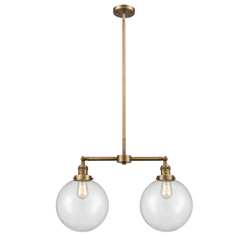 Lustre unique à 2 lumières Clermont, Ampoule non incluse, Laiton brossé