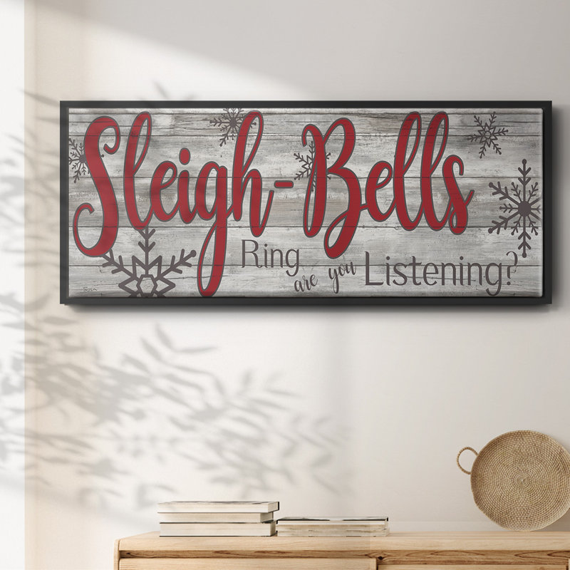 Sleigh Bells- Framed Canvas, 12" H x 30" W