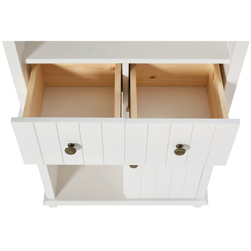 Aaeedah Solid Wood Freestanding Linen Cabinet, White