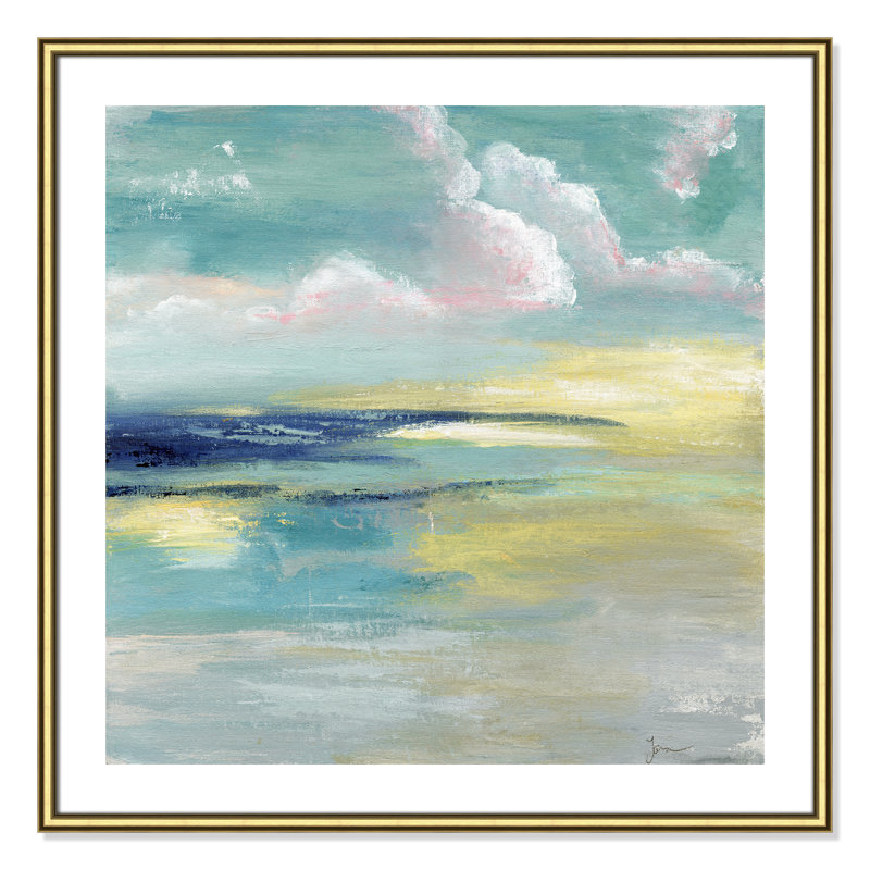 «Bertie Ocean View» par Tava Studios - reproduction d'art, H 33,25 po x l 33,25 po x P 0,88 po, Papier avec cadre doré