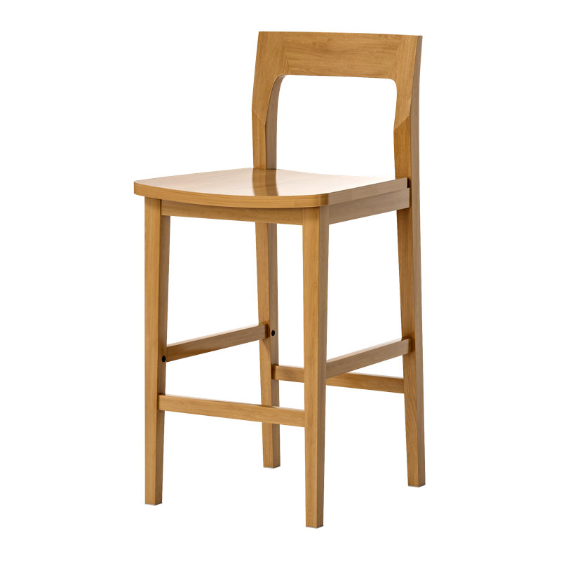 Tabouret de comptoir en bois massif avec repose-pieds, Chêne foncé
