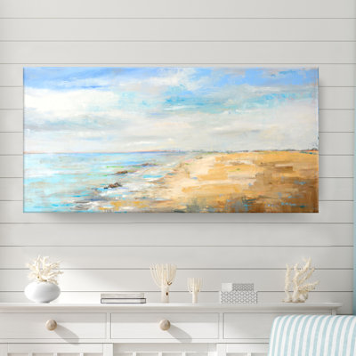 One of a Kind Art Original 'Blue Inlet' by - Wrapped Canvas Painting