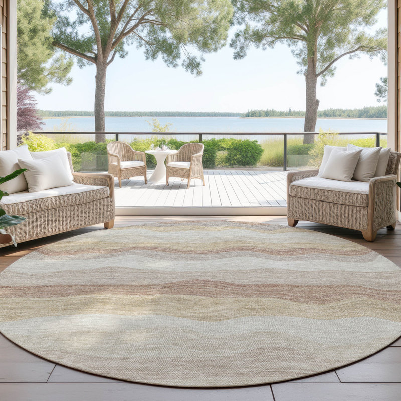 Tapis intérieur / extérieur lavable à la machine Lanphear ACN2397, Rond 8 pi