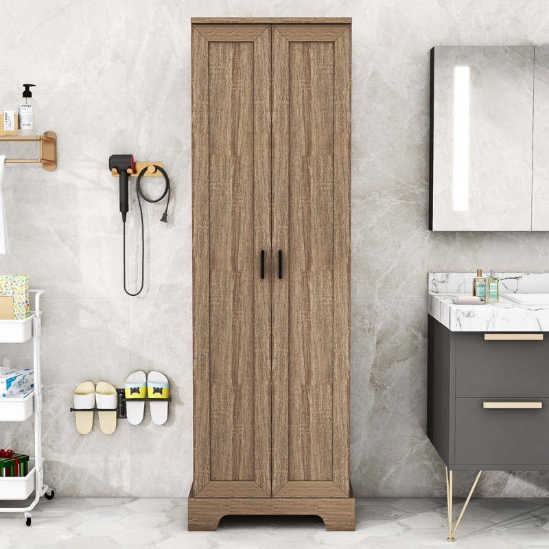 Armoire de salle de bain autoportante Xzavyer, Brun
