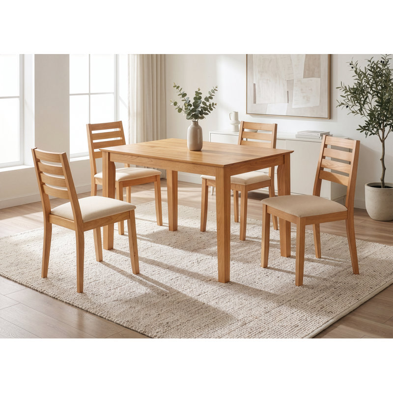 Damm 4 -Person Solid Wood Dining Set