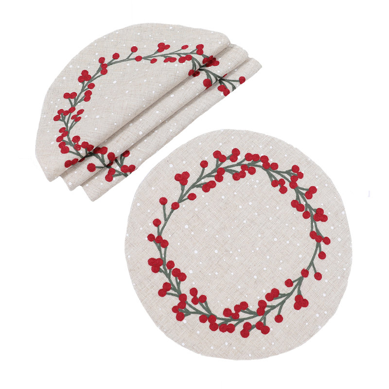 Récapitulatif à broderies 16" holly berry branch flora Ingleside