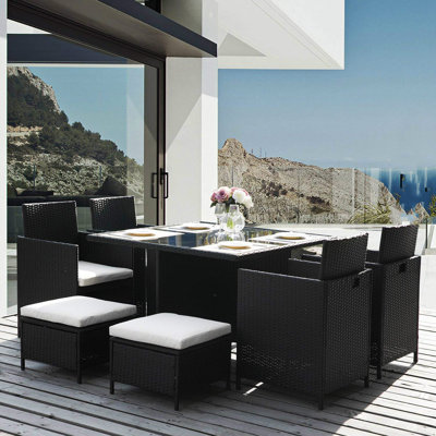 Cece 4 - Person Patio Dining Set Square Table with Cushions Included