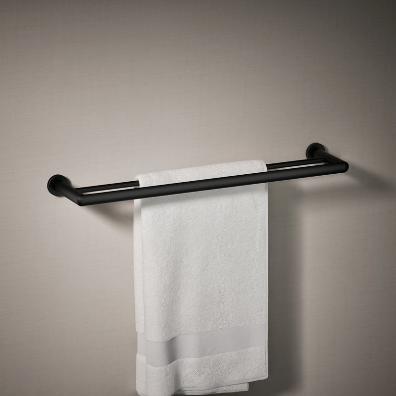 Kumin 26" Wall Mounted Towel Bar, Matte Black
