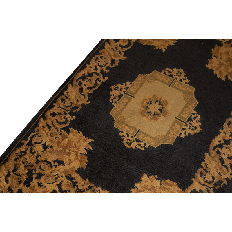 Hand-Knotted High-Quality Black Area Rug