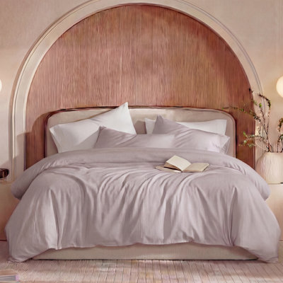 100% Washed Cotton Comforter Set King Size – Beige Grey, Soft & Breathable Bedding Set, 3-Piece Durable Percale Comforter