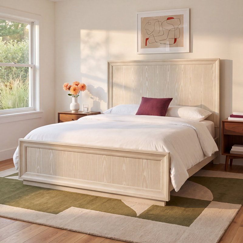 Oakes Solid Wood Panel Bed, Queen